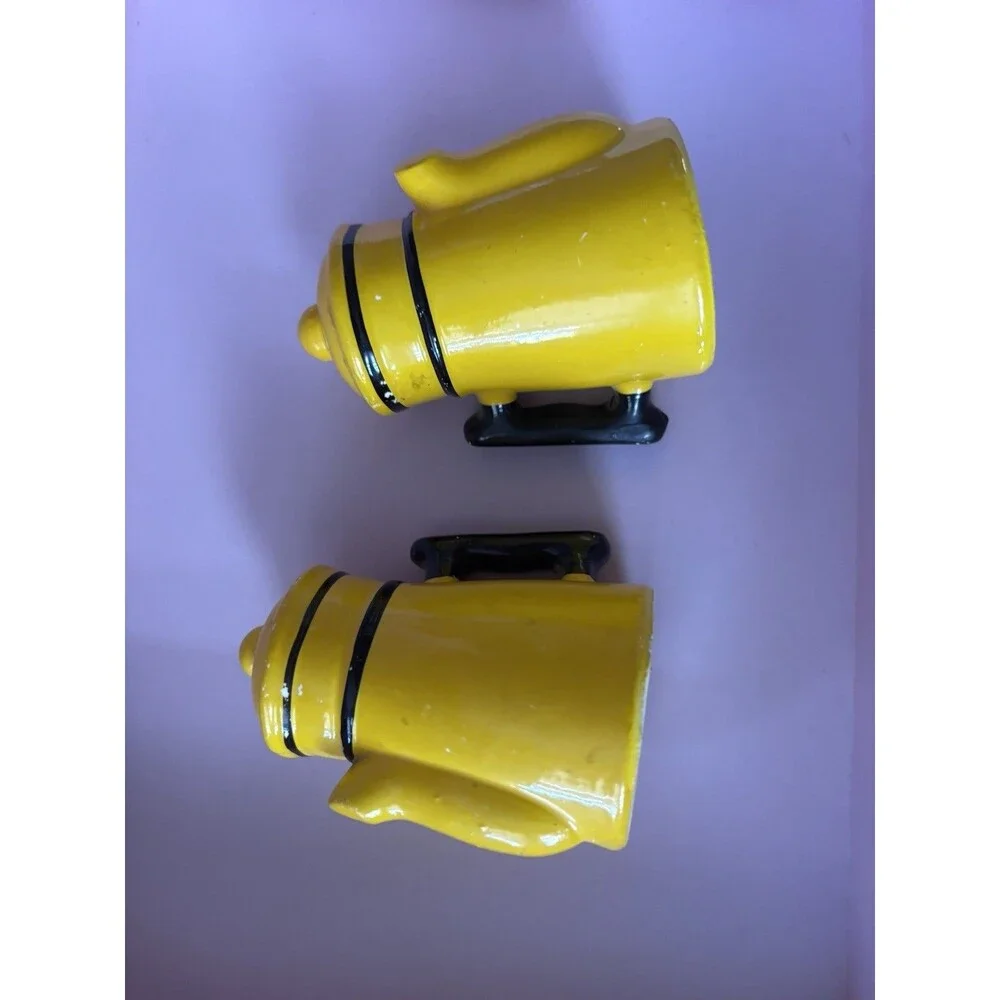 Vtg Yellow Coffee Tea Pot  Salt & Pepper Shakers Japan w/Business Logo